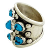 Landon Secatero, Ring, Kingman Turquoise, Cluster, Silver, Navajo Made, 8 3/4