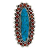 Vincent Shirley, Cluster Ring, Mediterranean Coral, Turquoise, Navajo Made, 7