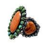 Anthony Skeets, Bracelet, Orange Spiny Oyster, Sonoran Gold, Navajo, 6 3/4"