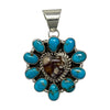 Geraldine James, Pendant, Cluster, Wild Horse Turquoise, Kingman Turquoise, Navajo, 2 1/4"