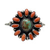 Richard Yazza, Bracelet, Pilot Mountain Turquoise, Mediterranean Coral, Navajo, 6 3/4”