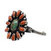 Richard Yazza, Bracelet, Pilot Mountain Turquoise, Mediterranean Coral, Navajo, 6 3/4”