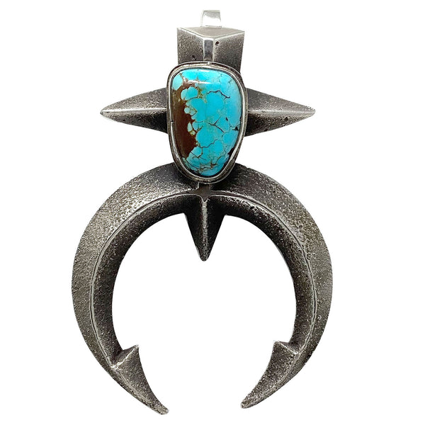 Alonzo John, Pendant, Egyptian Turquoise, Tufa, Navajo, 3 1/4