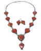 Annie Hoskie, Gerald Sleuth, Earring, Necklace, Red Spiny Oyster, Navajo, 37"