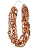 Wanita Skeet, Necklace, Five Strands Spiny Oyster Shell, Red Orange, 18"