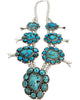 Mike Thomas Jr, Necklace, Squash Blossom, Turquoise, Navajo Handmade, 25"