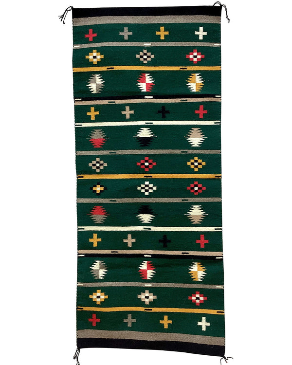 Bessie Yazzie, Germantown Green, Navajo Handwoven Rug, 62