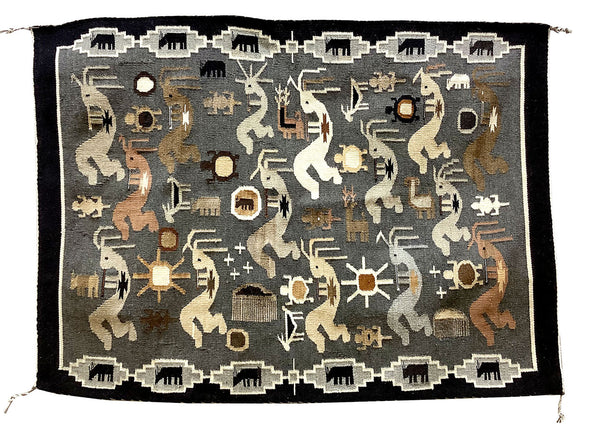 Esther Etcitty, Kokopelli Pictorial, Navajo Handwoven Rug, 54” x 42”