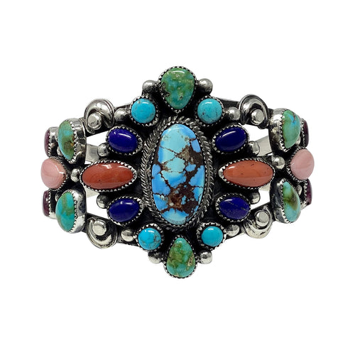 Tillie Jon, Bracelet, Multicolor, Sterling Silver, Navajo, 6 3/4