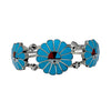 Burdian Soseeah, Bracelet, Sunface, Jet, Turquoise, Coral, Zuni, 6 1/4"