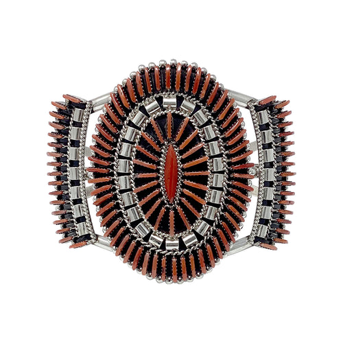 Edmund Cooeyate, Bracelet, Mediterranean Coral, Zuni Handmade, 6 3/4