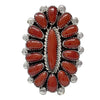 Lorraine Waatsa, Ring, Mediterranean Coral, Zuni, 8 1/2