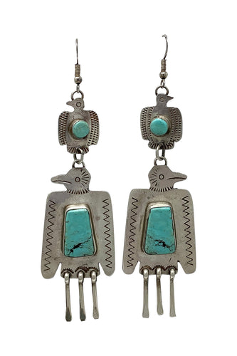 Fred Begay, Earring, Kingman Turquoise, Navajo Handmade, 4