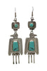 Fred Begay, Earring, Kingman Turquoise, Navajo Handmade, 4"