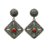 Herman Smith, Earring, Coral, Sterling Silver, Navajo Handmade, 2 1/2"