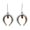 Lee Charley, Earring, Coral, Sterling Silver, Navajo Handmade, 2"