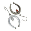 Lee Charley, Earring, Coral, Sterling Silver, Navajo Handmade, 2"