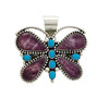 Melvin, Tiffany Jones, Butterfly Pendant, Purple Spiny Oyster, Turquoise, Navajo 2 3/4 "