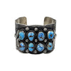 Tillie John, Bracelet, Golden Hills Turquoise, Cluster, Stamping, Navajo Made, 7"