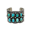 Tillie John, Bracelet, Sonoran Gold Turquoise, Cluster, Stamping, Navajo Made, 7"