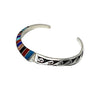 Lonn Parker, Inlay Bracelet, Multicolor, Sterling Silver Overlay, Navajo, 7 "