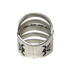 Grace Silver, Wide Ring, Split Design, Stamping, Coral, Navajo, 9 1/4