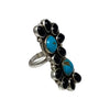 Geraldine James, Cluster Ring, Onyx, Kingman Turquoise, Navajo, Adjustable