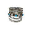 Grace Silver, Wide Ring, Split Design, Opal & Kingman Turquoise, Navajo, 8.5