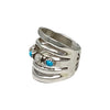 Grace Silver, Wide Ring, Split Design, Opal & Kingman Turquoise, Navajo, 8.5