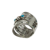 Grace Silver, Wide Ring, Split Design, Opal & Kingman Turquoise, Navajo, 8.5