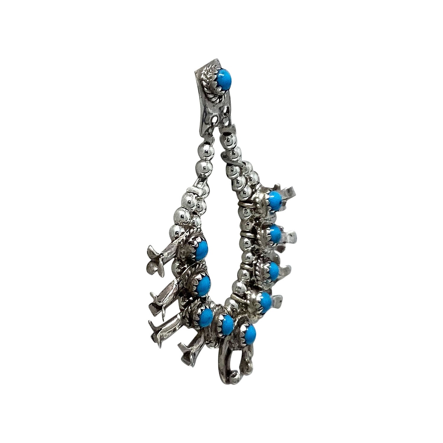 Larry Curley, Squash Blossom earrings, Kingman Turquoise, Navajo