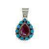 Melvin, Tiffany Jones, Cluster Pendant, Kingman Turquoise, Purple Spiny Oyster, Navajo 3 "