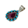 Melvin, Tiffany Jones, Cluster Pendant, Kingman Turquoise, Purple Spiny Oyster, Navajo 3 "