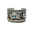 Aaron John, Bracelet, Roaming Buffalo, Multi-Stone, Navajo Handmade, 6 1/4 "