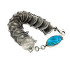 James McCabe, Link Bracelet, Mercury Dimes, Turquoise, Navajo Handmade, 7 "