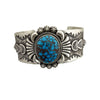 Thomas Jim, Bracelet, Egyptian Turquoise, Applique, Navajo Handmade, 7 1/4"