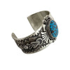 Thomas Jim, Bracelet, Egyptian Turquoise, Applique, Navajo Handmade, 7 1/4"