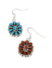 Eldon James, Cluster Earring, Reversible, Kingman, Coral, Navajo, 1 3/4"