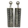 Tim Yazzie, Earrings, Rectangle, Stamp, Pattern Wire, Navajo, 2 3/4"