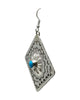 Jenny Blackgoat, Earrings, Triangle, Sleeping Beauty, Navajo, 2 7/8"