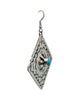 Jenny Blackgoat, Earrings, Triangle, Sleeping Beauty, Navajo, 2 7/8"