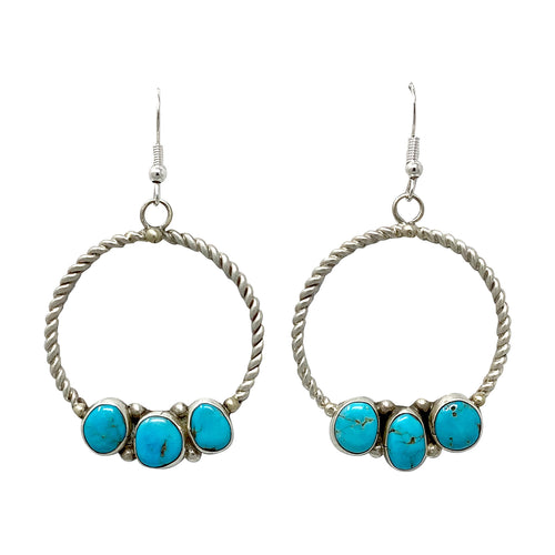 Natasha Jones, Earrings, Dangles, Hoops, Kingman, Navajo, 2 3/8