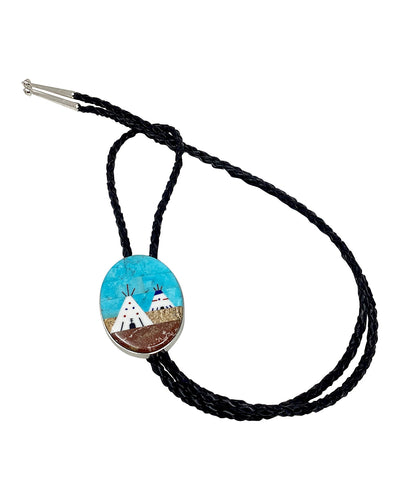 Calvin Desson, Bolo Tie, Tipi, Multicolor, Navajo Handmade, 48