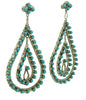 Wayne Johnson Jr, Earrings, Sleeping Beauty Turquoise, Dangles, Zuni, 3 1/8"