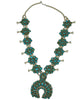 Melvin, Tiffany Jones, Necklace, Squash Blossom, Blue Gem Turquoise, Navajo, 30"