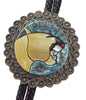 Ray Wyaco , Bolo Tie, Mountain Lion, Turquoise, Shell, Zuni Handmade, 54"