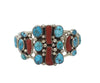 Melvin, Tiffany Jones, Cluster Bracelet, Turquoise, Coral, Navajo Made, 6 3/4"