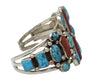 Melvin, Tiffany Jones, Cluster Bracelet, Turquoise, Coral, Navajo Made, 6 3/4"