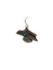 Aaron John, Earring, Humming Bird, Turquoise, Silver, Navajo Handmade, 1 3/8"