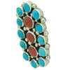 Melvin, Tiffany Jones, Earrings, Turquoise, Coral, Cluster, Navajo Made, 1 7/8"